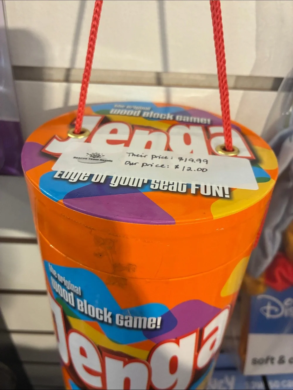 Jenga Wood Block Game - Orange Carry Tin